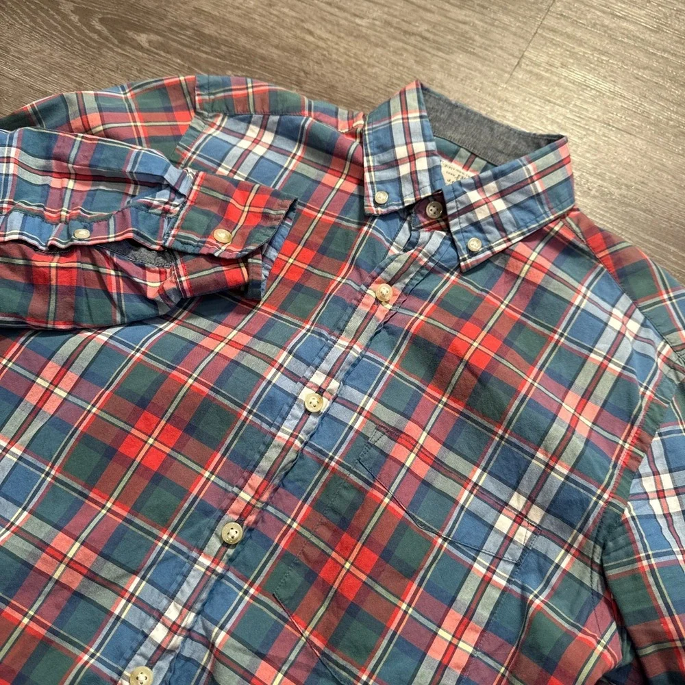 J.Crew Shirt Men XS Multicolor 100% Cotton Plaid Button Down Preppy Casual Work‎